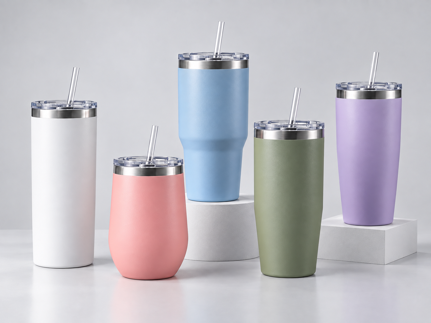 Stainless steel straw tumblers